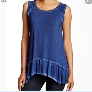 Dantelle Sleeveless Blue Ruffle Top Medium